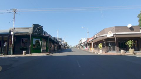 Melville, South Africa - 5 April 2020: A wide shot of an empty Melville street as a result of the covid-19 coronavirus lockdown. 