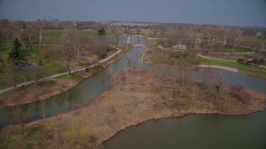 Aerial shot of Forest Park in St Louis