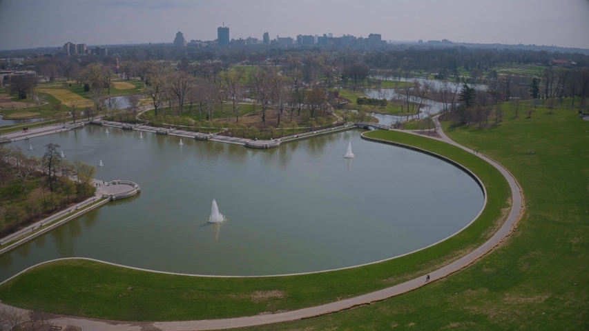 Aerial shot of Forest Park in St Louis