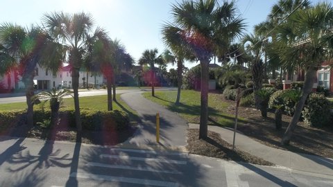Pensacola Destin Florida Beach Palm Trees Sunny Sunset Summer Aerial 4K