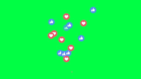 Maha SarakhamThailand - 04072020 : 4K Social media Live style animated heart on Facebook live video isolated on green background. 60 FPS
