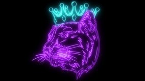 digital animation of a panther with crown that lighting up on neon style - Powered by Shutterstock - Get 15% off with code: PIKWIZARD15