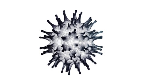 Seamless loop Black and White tech version of Corona Virus Covid-19 with room to put your text. Great for presentations. 3D render in 4K