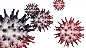 Black and White  and red tech version of Corona Virus Covid-19. Great for presentations. 3D render in 4K - Powered by Shutterstock - Get 15% off with code: PIKWIZARD15