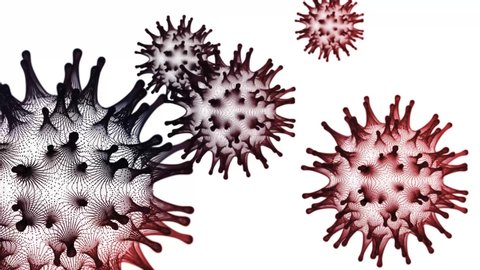 Black and White  and red tech version of Corona Virus Covid-19. Great for presentations. 3D render in 4K