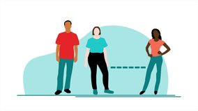 A brown man, a white plus sized woman and a black woman standing next to each other move 6 feet apart for social distancing to protect themselves from coronavirus or COVID-19. - Powered by Shutterstock - Get 15% off with code: PIKWIZARD15