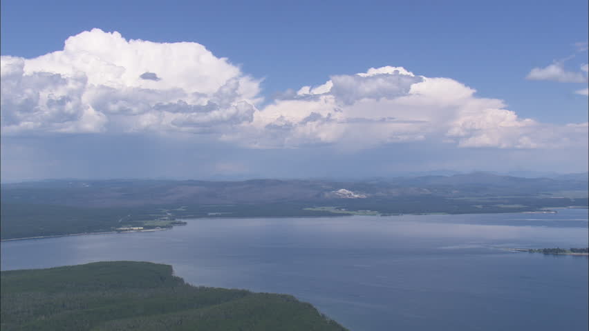 AERIAL United States-Crossing Yellowstone Lake 2012