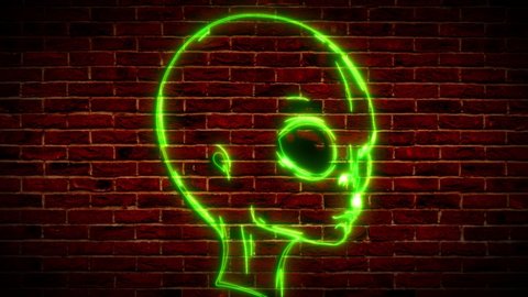 neon alien face viideo animation