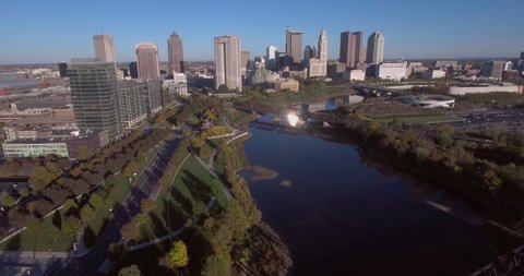 Bright Sunny Day in Columbus Ohio from Aerial Drone View