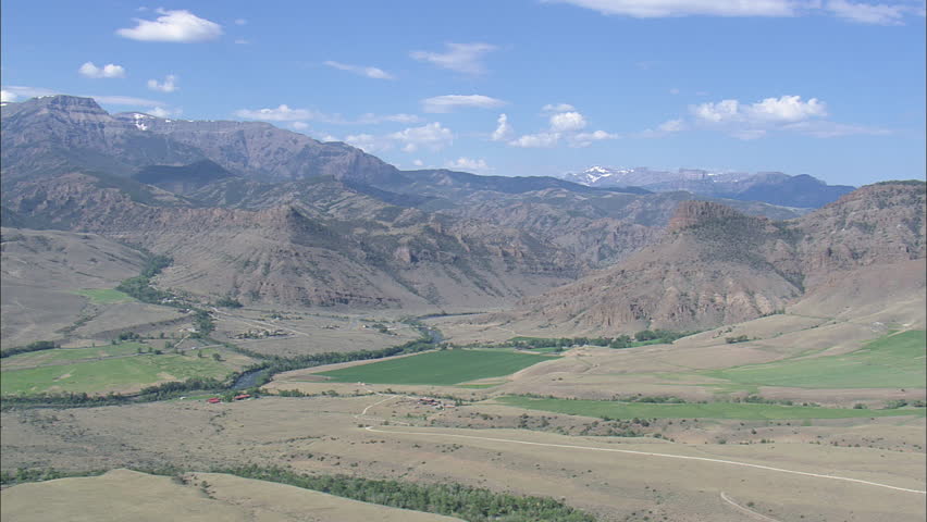 AERIAL United States-Rugged Landscape Either Side Of The North Fork Shoshone River 2012