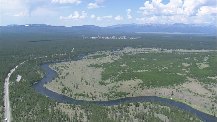 AERIAL United States-West Entrance To Yellowstone Park 2012