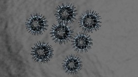 Computer simulation symbolic video image of a human coronavirus causing disease COVID-19