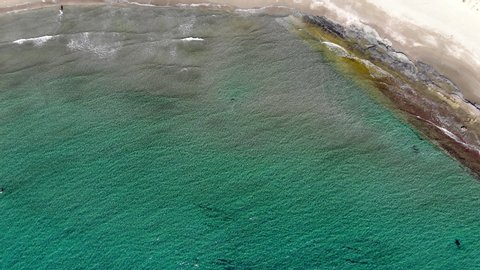 Aerial Sea Shot Looking Down on the Beach Coastline in Limassol, Cyprus