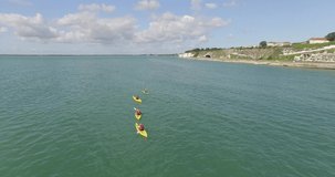 Kayaking in a calm sea by drone