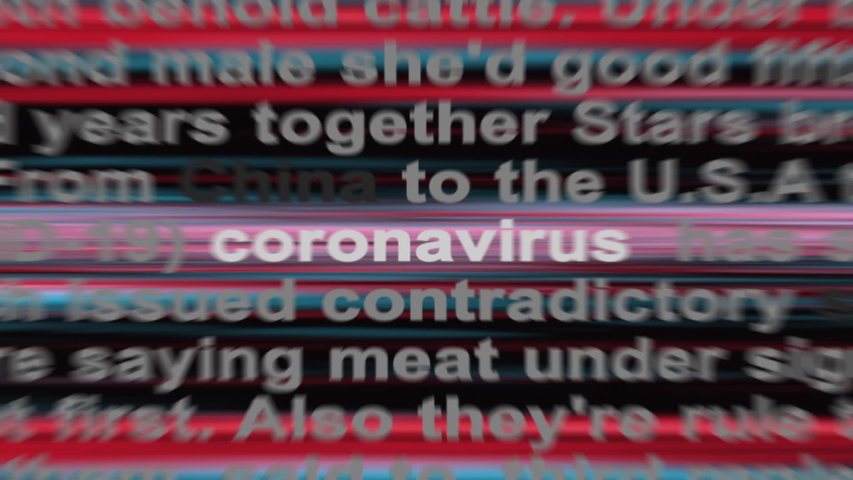Coronavirus in the news across digital media. Coronavirus, COVID-19 concept. Fast browsing media coverage of the pandemic crisis with dummy english text and various related keywords in center Royalty-Free Stock Footage #1050124720