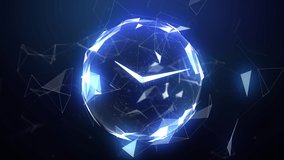 fast moving clock with spinning data and network connections globe and space in the form of a plexus. Abstract geometric blue background with moving lines - Powered by Shutterstock - Get 15% off with code: PIKWIZARD15