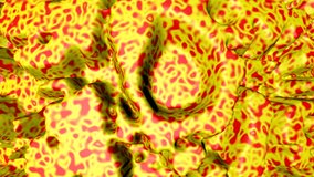 Computer generated video clip volumetric 3d render abstract moving picture  in yellow and red