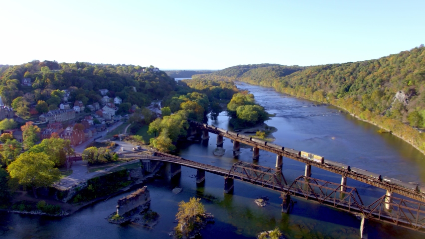 Harpers Ferry West Virginia, Historic Town, Aerial Drone View