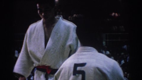 LOS ANGELES CALIFORNIA-1967: Fighting Championship Of Red And Black Belt Jim Jiu Jitsu Fighters