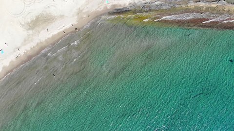 Aerial Overhead Shot Looking Down on the Sea and Beach in Limassol, Cyprus Near St Raphael