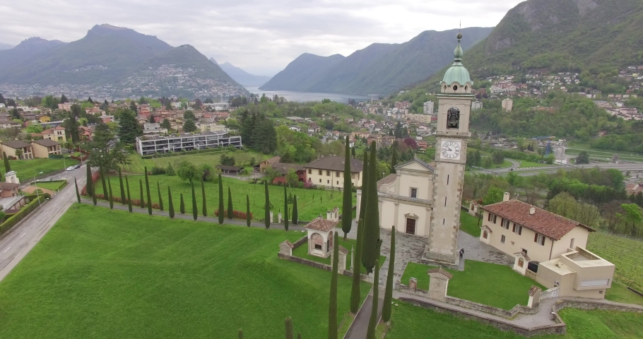 Lugano, Switzerland. Beautiful church in the Montagnola district of the city.