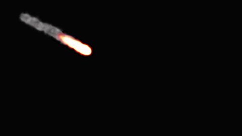 meteoroid or asteroids, trails of fire and  high detail smoke with alpha background. 