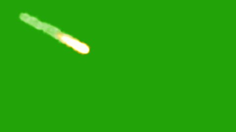 green screen meteoroid or asteroids, trails of fire and  high detail smoke.