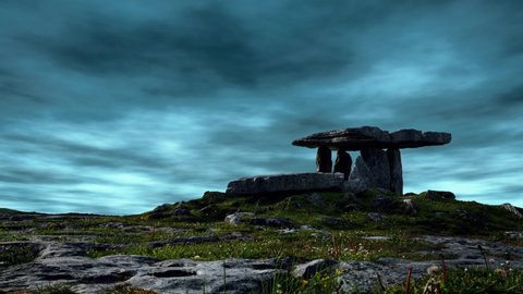 Beautiful time lapse of the Poulnabrone Dolmen in the Burren, County Clare, Ireland. 