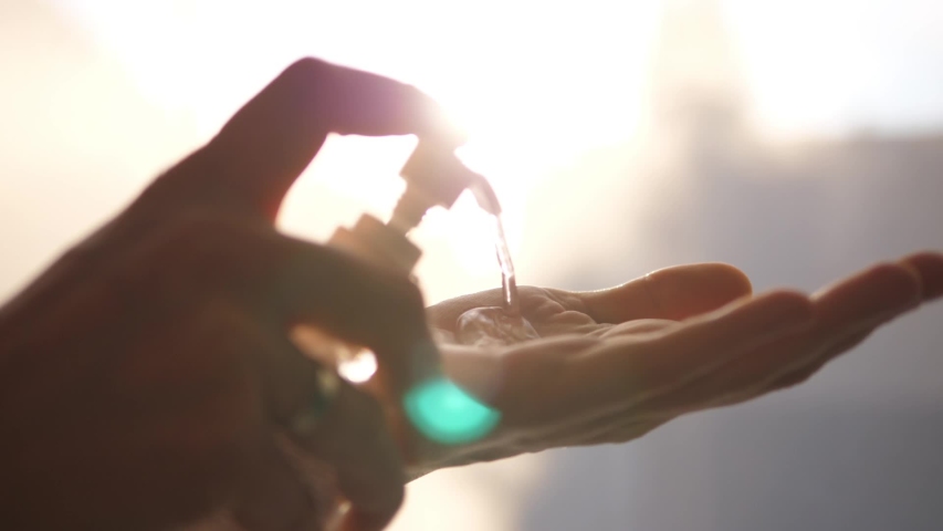 Hands Applying Sanitizer Gel. Bacteria And Virus Protection. Royalty-Free Stock Footage #1050214045
