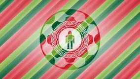 robot icon inside christmas style badge.. rotary desgin, conceptual pattern, loop animation