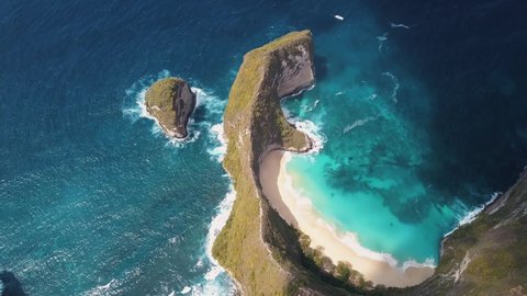 Aerial view of Nusa Penida, Bali, Indonesia. Manta Bay or Kelingking Beach on Nusa Penida Island, Bali. Nusa Penida is one of the most famous tourist attraction place to visit in Bali.