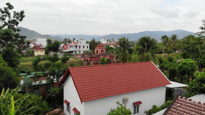 Aerial view of front gate of the old Dien Khanh Citadel, situated in Dien Khanh District. The citadel was built by French for Nguyen Anh in 1793