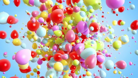 Colorfull Baloons Explosion background in 4K
