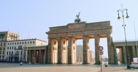 Brandenburger Gate deserted because of the corona virus. empty city