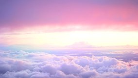 Beautiful colourful cloudscape. View over or above amazing heaven like clouds. Fluffy soft pink and purple fairy tale sunrise or sunset sky moving. Like paradise - Powered by Shutterstock - Get 15% off with code: PIKWIZARD15