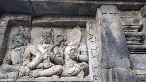 Beautiful mural sculptures in Borobudur temple