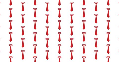 Red necktie business tie icons background clip motion backdrop video in a seamless repeating loop.  Business themed neck tie pattern background CGI high definition motion video clip
