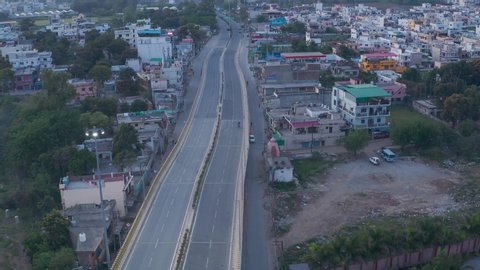 Haridwar ,Uttarakhand/India-April 8 2020:India Lock down-Coronavirus- Aerial view of Dehradun city of India during lockdown because of Coronavirus pandemic. Empty roads, no traffic. 4k