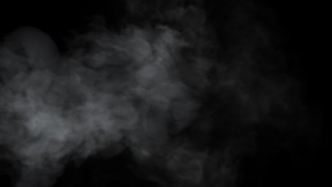 White Fume Slowly Floating Fills Space. Soft Fog in Slow Motion on Dark Backdrop. Realistic Atmospheric Gray Smoke on Black Background. Abstract Haze Cloud. Animation Mist Effect. Smoke Stream Effect