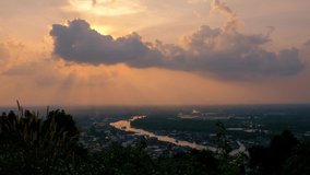 Timelapse video of Chumphon estuary with sunshine and clouds, Chumphon Thailand.