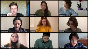 Model released diverse high school students have a distance learning class group call, studying from home. Quarantine remote education. 4k UHD - Powered by Shutterstock - Get 15% off with code: PIKWIZARD15