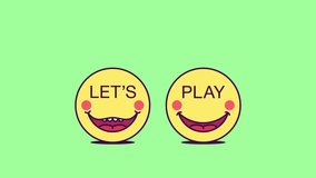 2 jumping emoji faces with phrase Lets Play. Gaming emoticon with text Lets Play. Cartoon looped animation, emotional motion graphic for social media communication - Powered by Shutterstock - Get 15% off with code: PIKWIZARD15