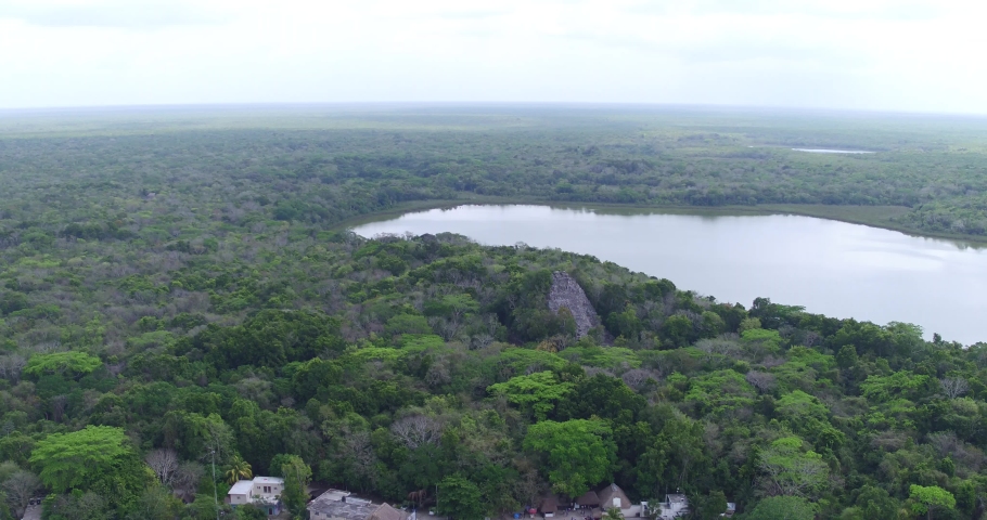 AERIAL SHOT BEAUTIFUL MAYAN MYSTIC PLACE RIVIERA MAYA