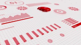 COVID-19 charts and graphs of economy stock market crashing due to Coronavirus Pandemic. 4k HD 3D Animation in red. - Powered by Shutterstock - Get 15% off with code: PIKWIZARD15