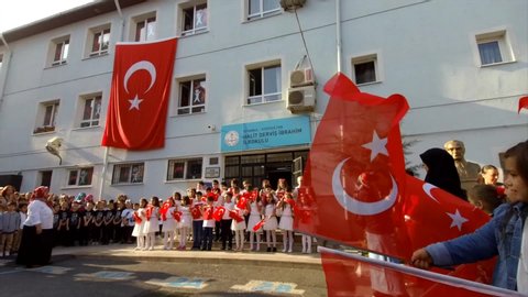Turkey Republic Day, the Republic of Turkey is one of 1923 declared that the memorial. Halit Dervis İbrahim Elementary School /Eyup,Istanbul,Turkey, 29-10-2019