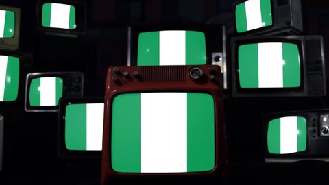 Nigeria flag and Old TVs.