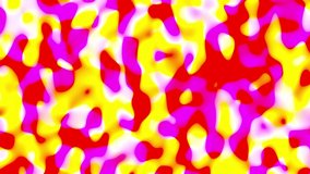 Abstract animation background with small organic shapes moving slowly and change colors from red to yellow, pink, purple and white during movement. Aqua colourful liquid gradients 