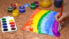 A rainbow, drawn by girl, symbol of hope against Coronavirus Covid-19. Everything will be fine - Powered by Shutterstock - Get 15% off with code: PIKWIZARD15