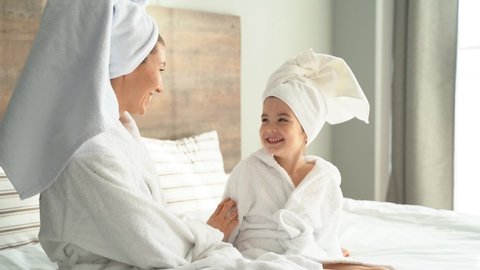 Mother daughter shower Stock Video Footage - 4K and HD Video Clips