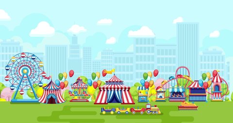 Amusement Park Background Cartoon Amusement Park Stock Footage Video ...